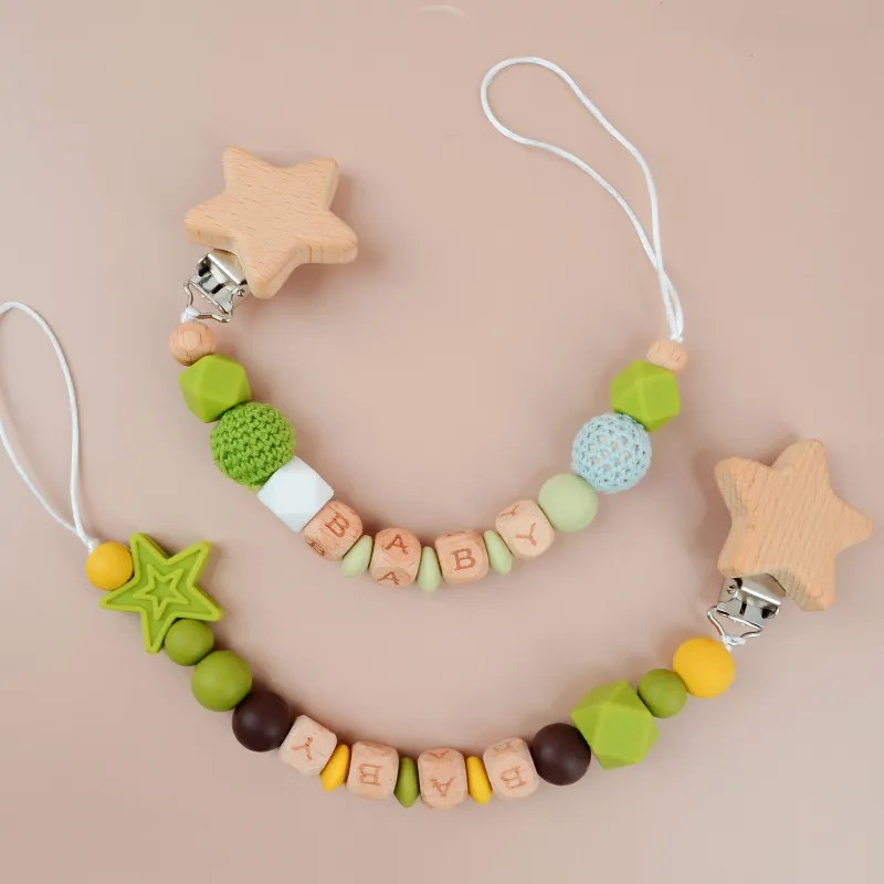 Baby Silicone Beech Anti-Drop Pacifier Chain Cartoon Tooth Gum Clip