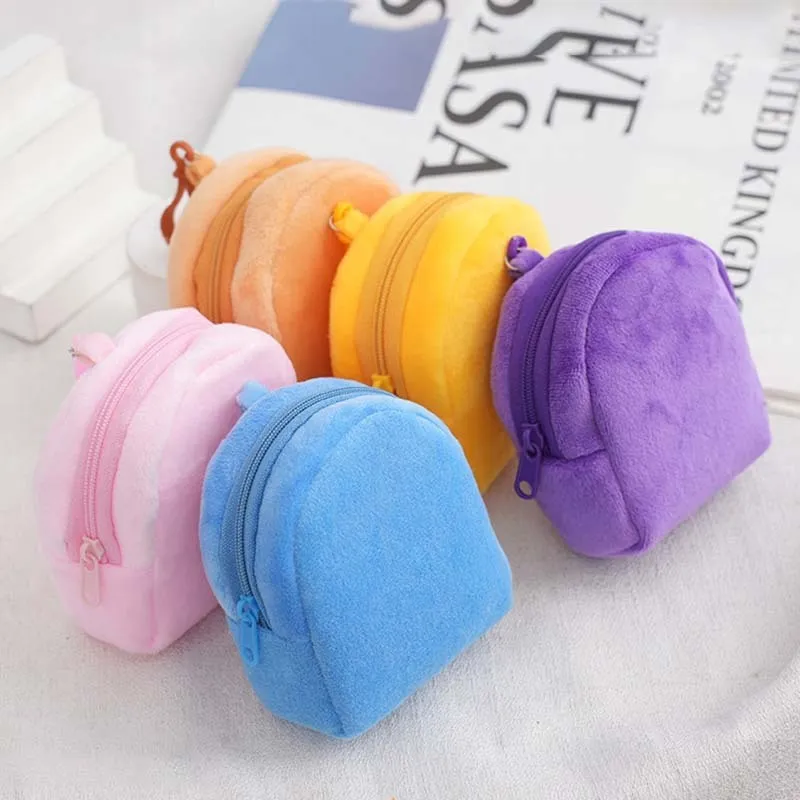 Kids Boys Girls Casual Cute Candy Color Plush Wallets Bag Kindergarten