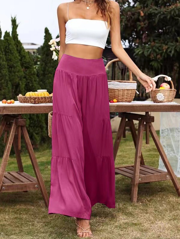 Wholesale Summer Women Casual High Waist Cotton Linen Wide