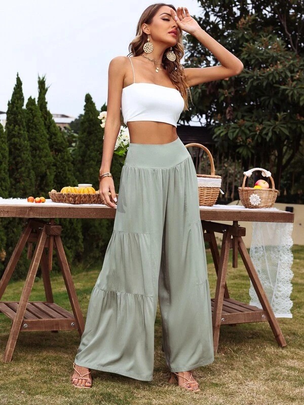 Wholesale Summer Women Casual High Waist Cotton Linen Wide
