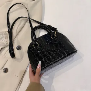 Women Fashionable Simple Zipper Crossbody Shell Bag Medium Horizontal Square PU