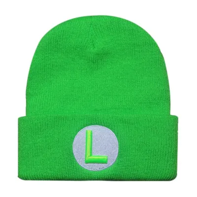 Mario Cartoon Letter Embroidered Knitted Beanie for Men Women Winter