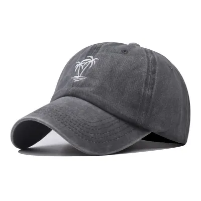 Fashion Summer Vacation Coconut Tree Cotton Embroidered Baseball Cap