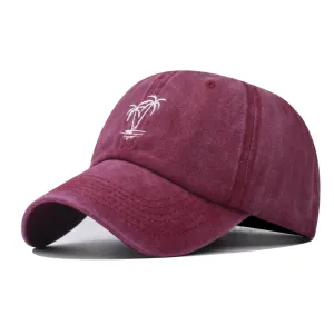 Fashion Summer Vacation Coconut Tree Cotton Embroidered Baseball Cap