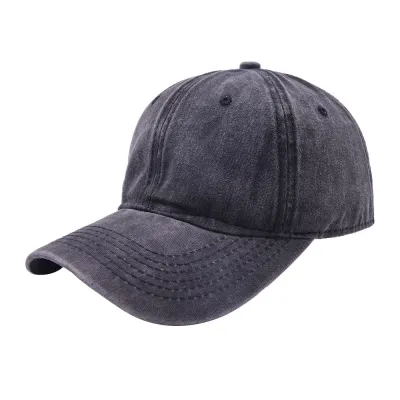 Vintage Unisex Solid Color Dome Washed Baseball Cap