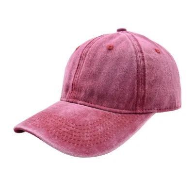 Vintage Unisex Solid Color Dome Washed Baseball Cap