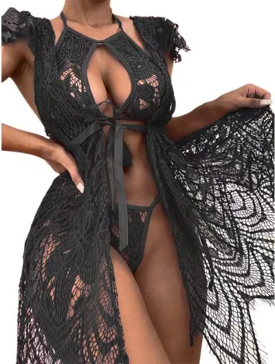 Valentine Day Women Fashion Sexy Hollow Lace Bra Set