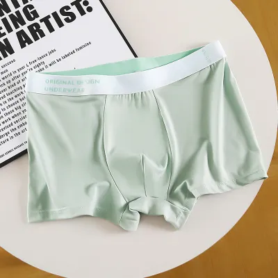 Men Fashion Casual Solid Color Letter Cotton Mid Waist Boxer Pants
