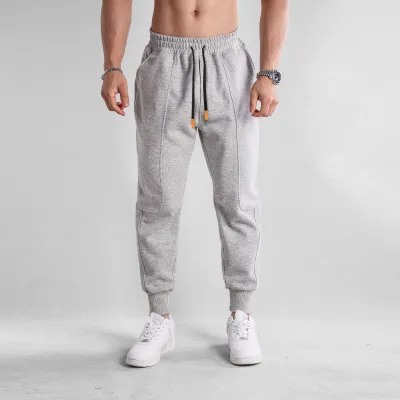 Men Autumn Winter Leisure Sports Basic Versatile Solid Color Jogger Pants