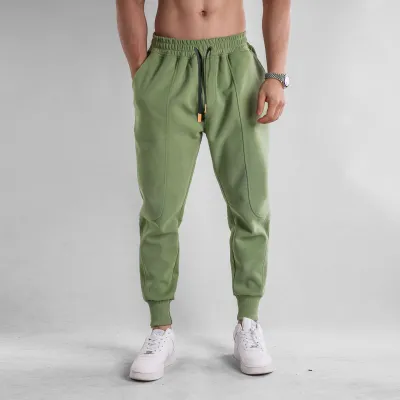 Men Autumn Winter Leisure Sports Basic Versatile Solid Color Jogger Pants