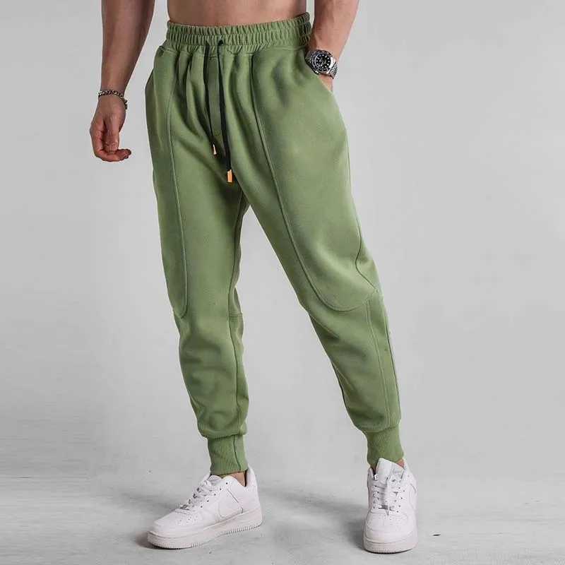 Men Autumn Winter Leisure Sports Basic Versatile Solid Color Jogger Pants