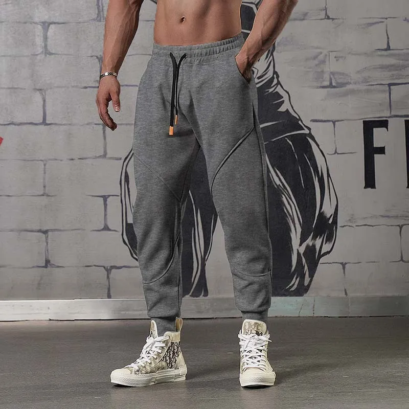 Men Fashion Casual Sports Basic Versatile Solid Color Fleece Jogger Pants