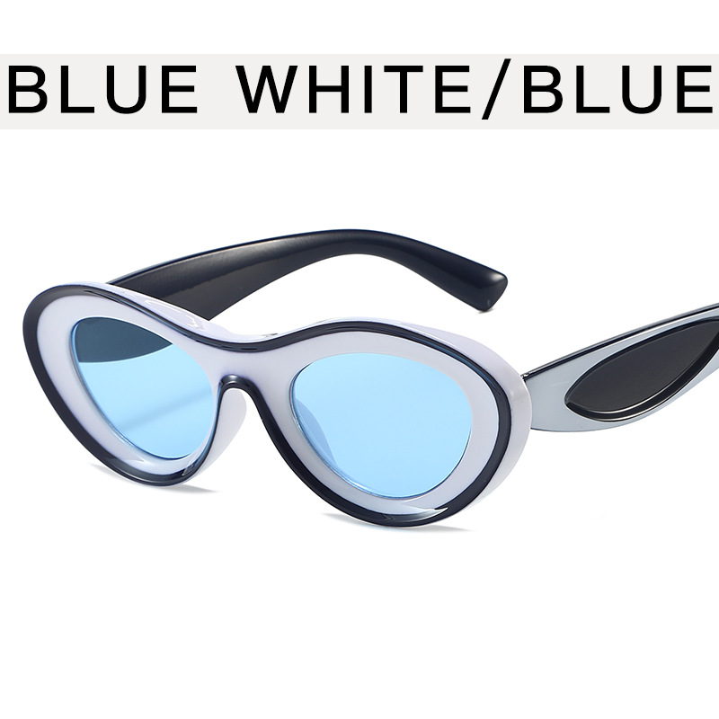 Wholesale Neutral Fashion Y2K Oval Color Block Sunglasses