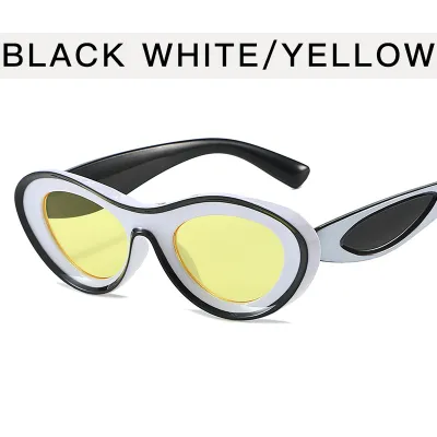 Neutral Fashion Y2K Oval Color Block Sunglasses Unisex