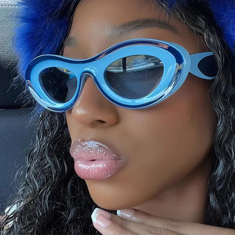 Neutral Fashion Y2K Oval Color Block Sunglasses Unisex