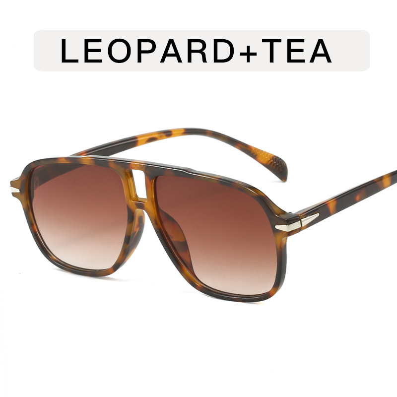 Wholesale Neutral Fashion Double Beam Leopard Sunglasses