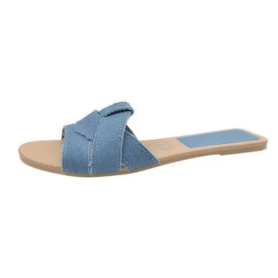 Women Casual Plus Size Round Toe Flat PU Slippers