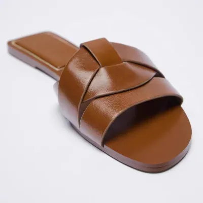 Women Casual Plus Size Round Toe Flat PU Slippers