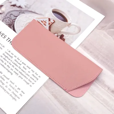 Neutral Simple Thickened Oblique Sunglasses Case for Accessories PU Leather Glasses Case
