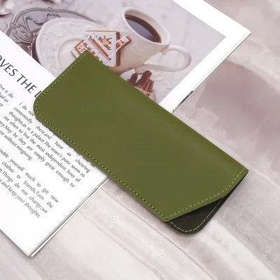 Neutral Simple Thickened Oblique Sunglasses Case for Accessories PU Leather Glasses Case