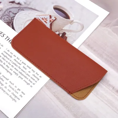 Neutral Simple Thickened Oblique Sunglasses Case for Accessories PU Leather Glasses Case