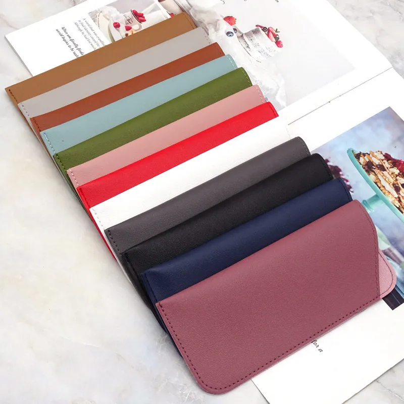 Neutral Simple Thickened Oblique Sunglasses Case for Accessories PU Leather Glasses Case