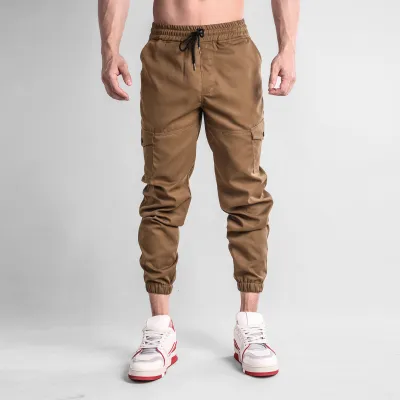 Men Casual Light Cooked Leisure Solid Color Cargo Jogger Pants