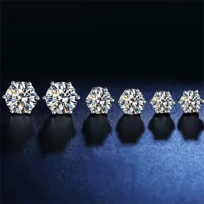 Women Fashion Simple Six-Claw Zircon Earrings Fashion Commuter Geometry