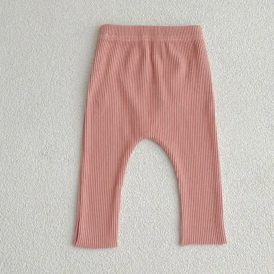 Kids Baby Boys Girls Casual Basic Solid Color Stripe Leggings Pants