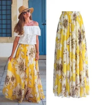 Women Fashion Bohemian Floral Print Skirt