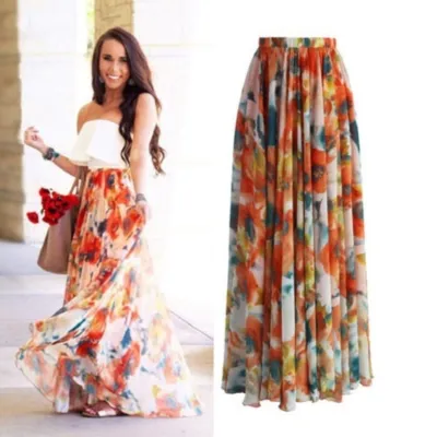 Women Fashion Bohemian Floral Print Skirt
