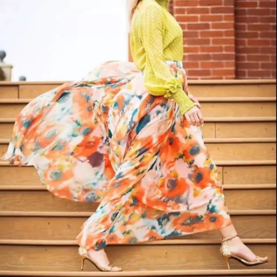 Women Fashion Bohemian Floral Print Skirt