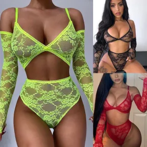 Women Sexy Sling Lace Bra Set - Cute Girl Three-Point Type