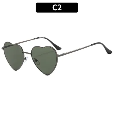 Women Fashion Y2K Metal Heart Shaped Sunglasses