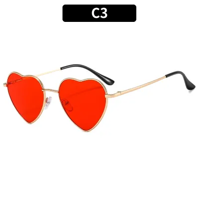 Women Fashion Y2K Metal Heart Shaped Sunglasses