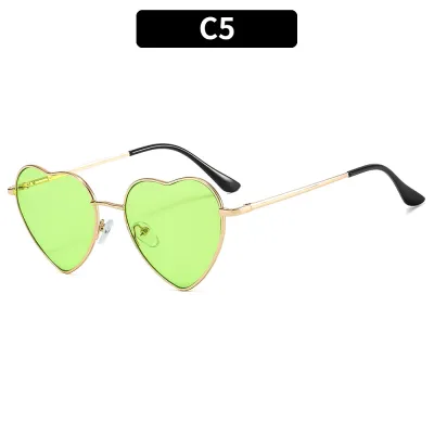 Women Fashion Y2K Metal Heart Shaped Sunglasses