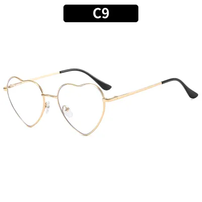 Women Fashion Y2K Metal Heart Shaped Sunglasses