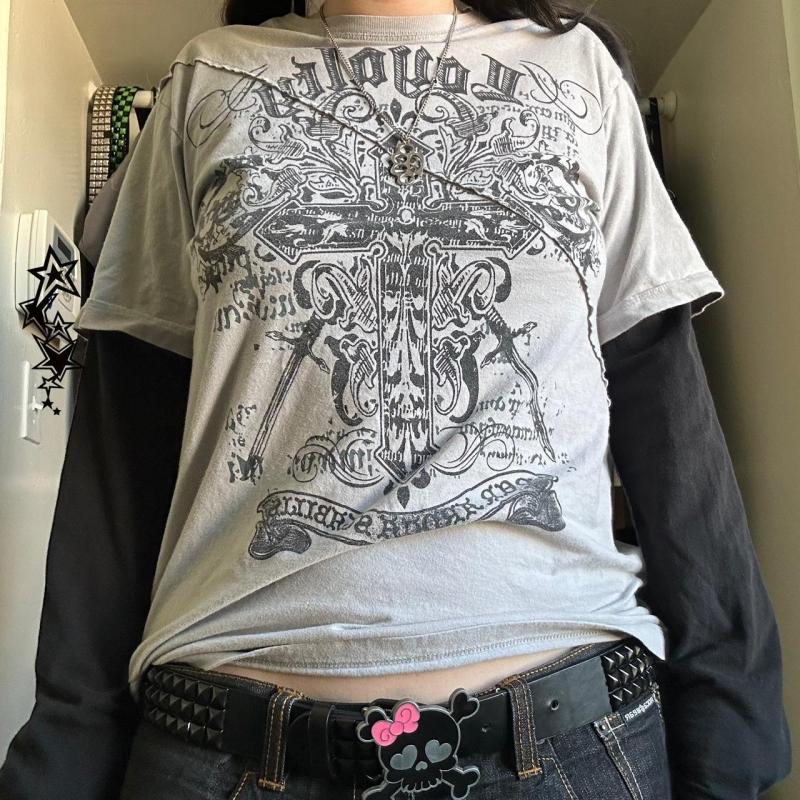 トップス Melt the lady gothic long T-shirts Amazon.com: Gothic T-Shirt Goth Crop Top Black Long Sleeve