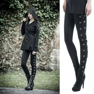 Women Simple Gothic Punk Lace-Up High Waist Pants