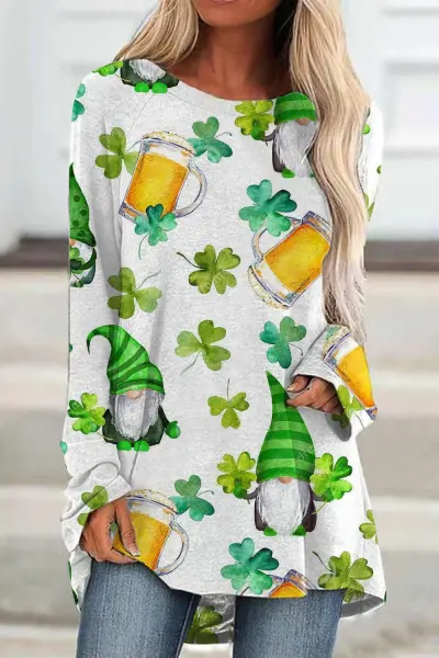 Valentine Day Women Fashion Creative Plaid Heart Graphic Long Sleeve T-Shirt