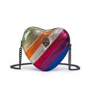 Multicolor Heart Color Block PU Chain Crossbody Bag Valentine Day