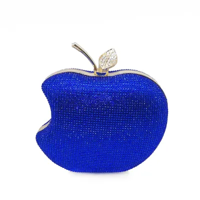 Women Creative Apple Rhinestone Corduroy Party Dinner Clutch Bag