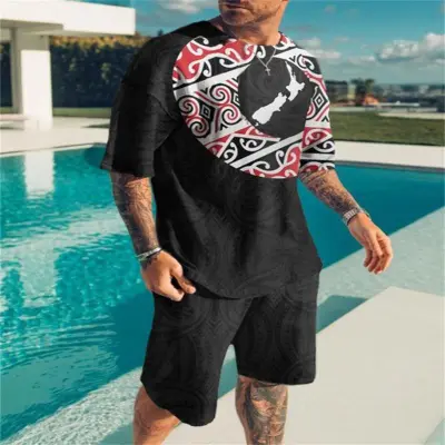 Men Casual 3D Print Plus Size Short Sleeve T-Shirt and Shorts Set