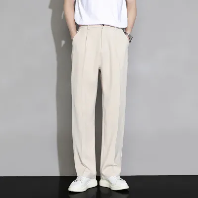 Men Fashion Casual Basic Versatile Solid Color Plus Size Straight Business Pants