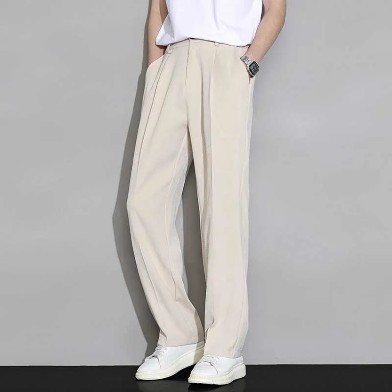 Men Fashion Casual Basic Versatile Solid Color Plus Size Straight Business Pants