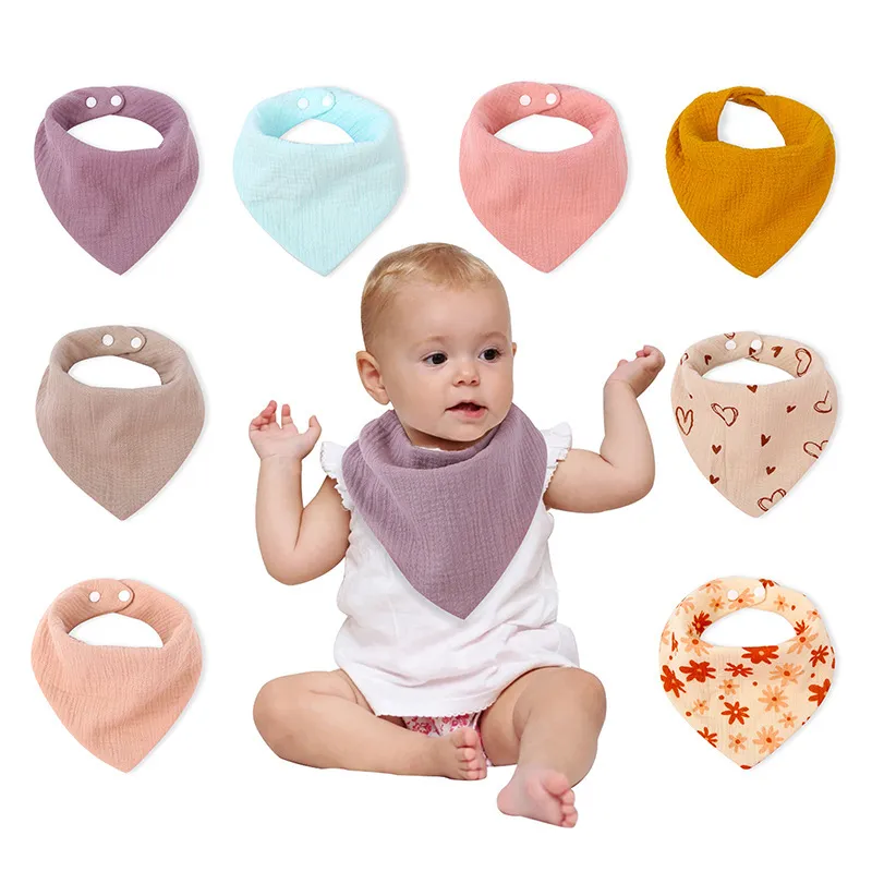 Baby Care Solid Color Cotton Gauze Triangle Towel
