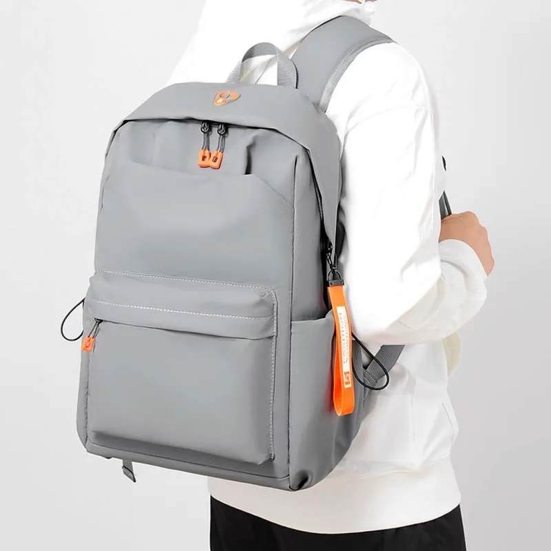 Men Fashion Casual Commuter Solid Nylon Backpack Bag