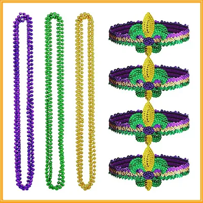 Mardi Gras Sequin Hair Band Decorative Set for Parties