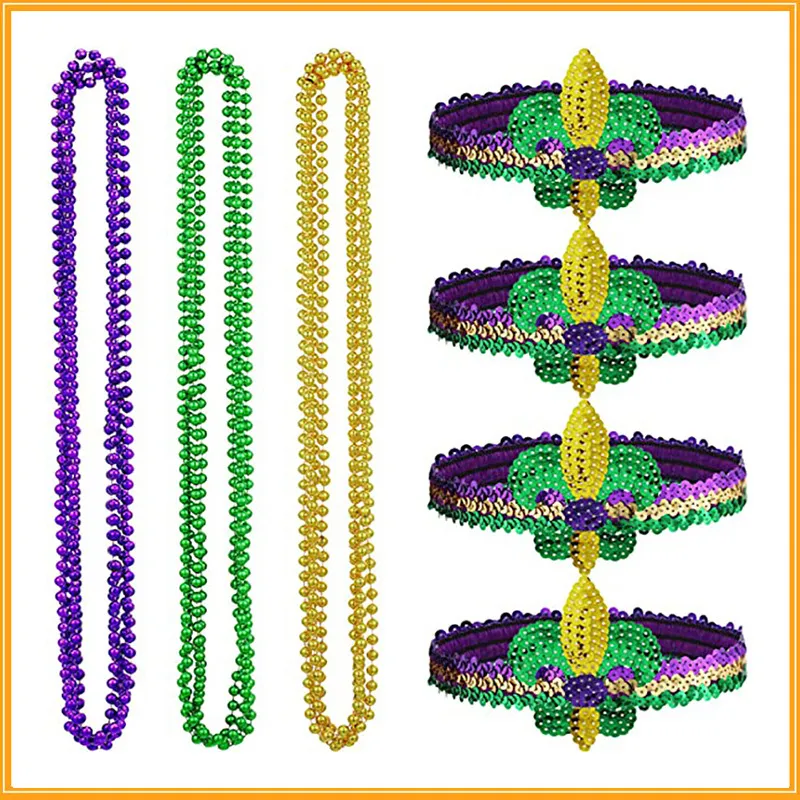 Mardi Gras Sequin Hair Band Decorative Set for Parties