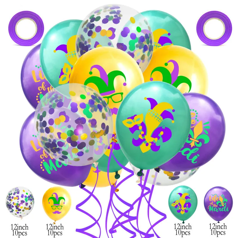 Mardi Gras Theme Party Sequin Balloon Decorative 40pcs/Set